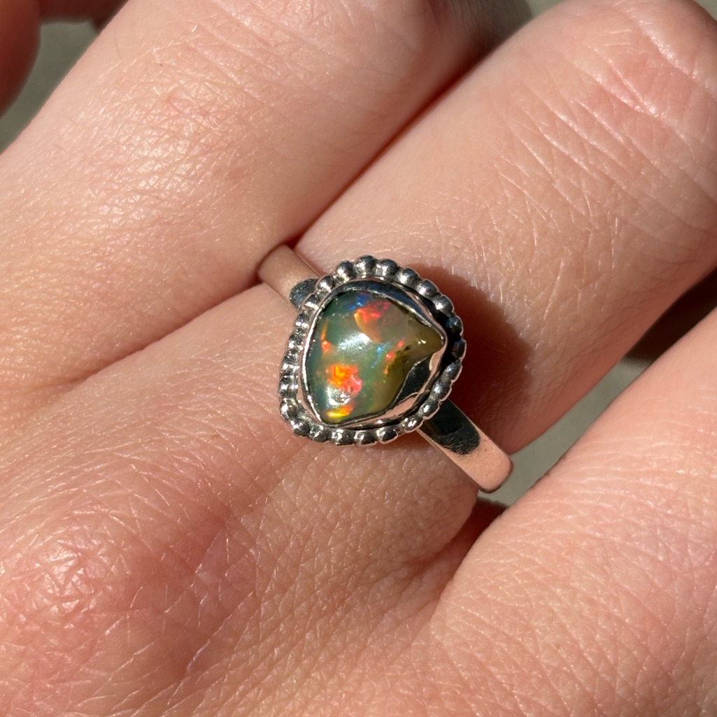 Sterling Silver Natural Raw Opal Ring 45$